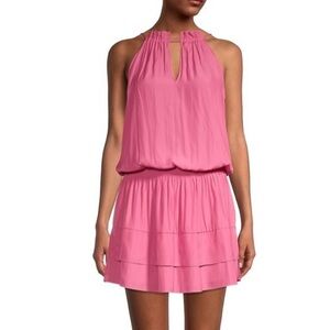 Ramy Brook | Mackie blouson mini dress Women’s size L tiered ruffle halter Pink
